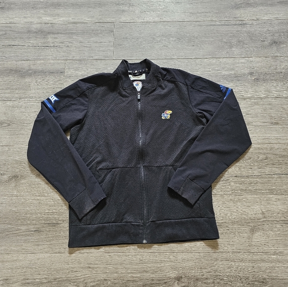 Adidas Kansas Jayhawks Climalite Zip Up Warm Up Jacket Mens Medium - Picture 1 of 5